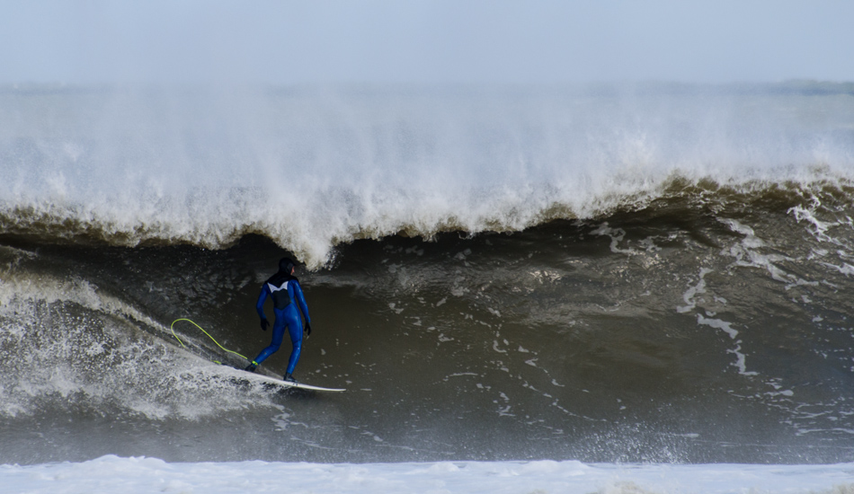 Brett Barley standing tall despite the low 40s water temp, the mid 30s air temp and the wind chill that made me colder than I can recall ever being before.